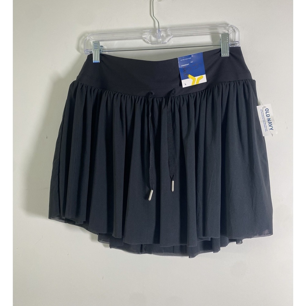 OLD NAVY High Waisted Mesh skirt size L Black Tennis Skort Pockets NWT Gap 2026